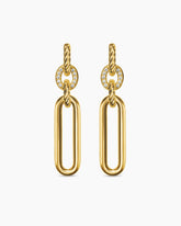 Lexington Double Link Drop Earrings in 18K Yellow Gold with Diamonds, 54mm